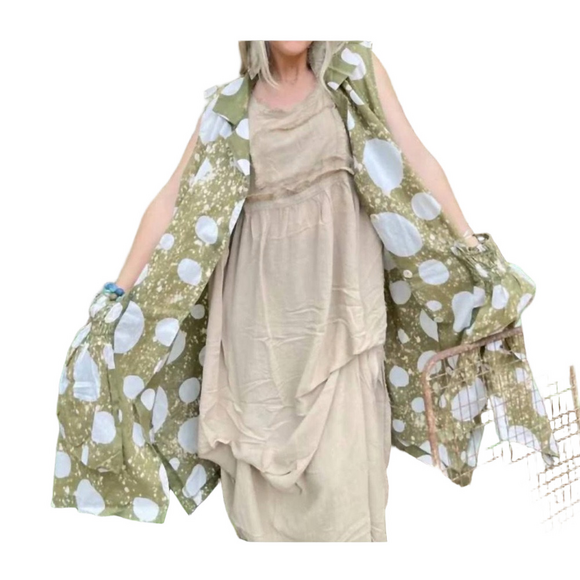 NWT A Rare Bird Green and White Polka Dot Tunic/ Duster - Picture 1 of 9